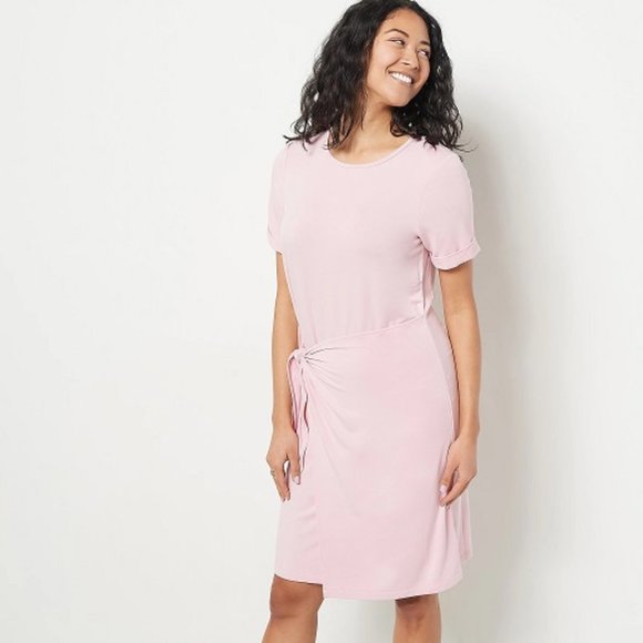 Isaac Mizrahi Dresses & Skirts - NWT Isaac Mizrahi Live! Regular Soho T-shirt Wrap Confetti Pink Dress L